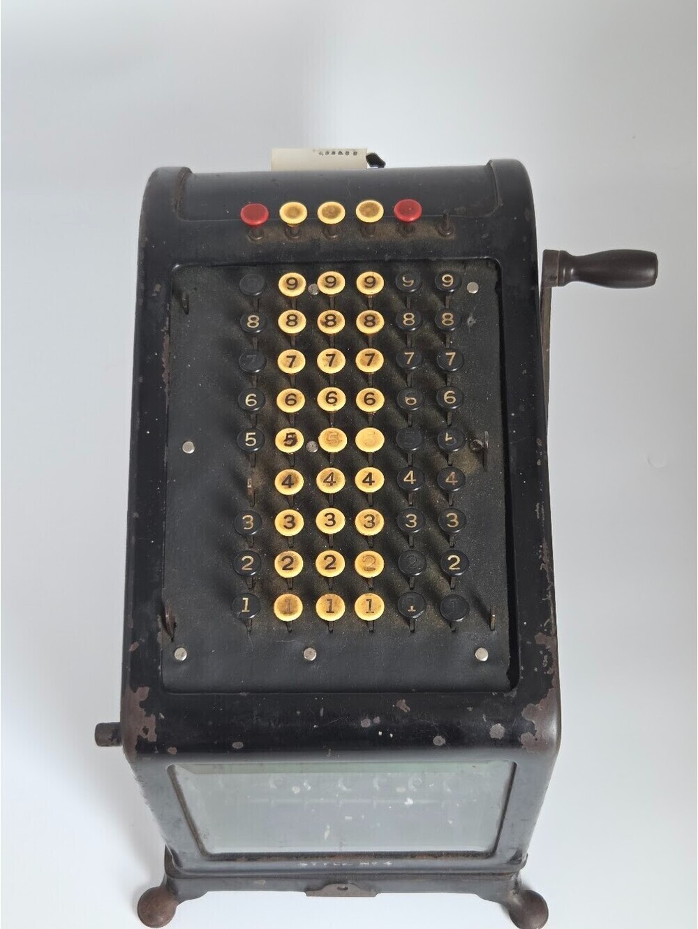 Antique Burroughs Adding Machine Style No. 4 Crank Operated Calculator RARE